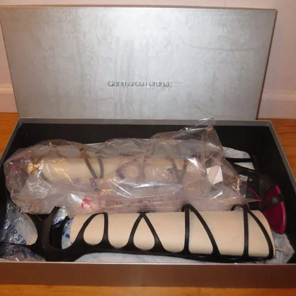 GIANMARCO LORENZI Black Strappy High Heel Sandal Boots - Picture 12 of 13